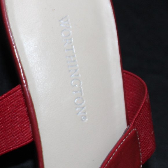 Worthington Red Leather Sandals Heels - Picture 3 of 13
